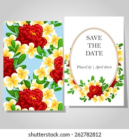 Wedding invitation cards with floral elements