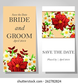 Wedding invitation cards with floral elements