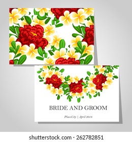 Wedding invitation cards with floral elements