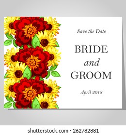 Wedding invitation cards with floral elements