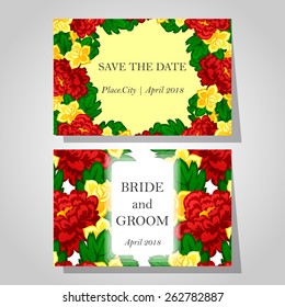 Wedding invitation cards with floral elements