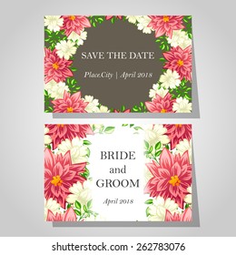 Wedding invitation cards with floral elements