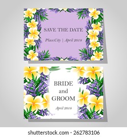 Wedding invitation cards with floral elements