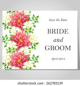 Wedding invitation cards with floral elements