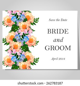 Wedding invitation cards with floral elements