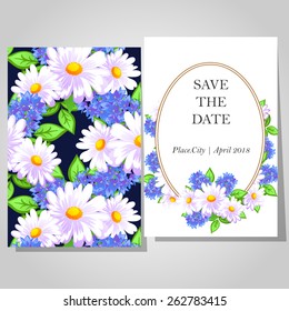Wedding invitation cards with floral elements