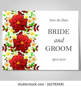 Wedding invitation cards with floral elements