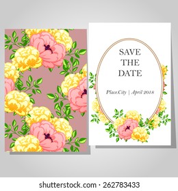 Wedding invitation cards with floral elements