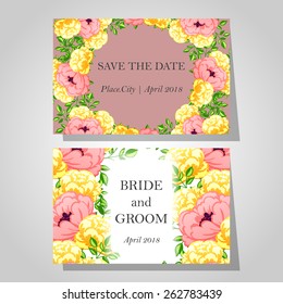 Wedding invitation cards with floral elements