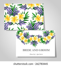 Wedding invitation cards with floral elements