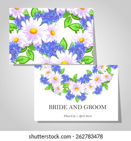 Wedding invitation cards with floral elements