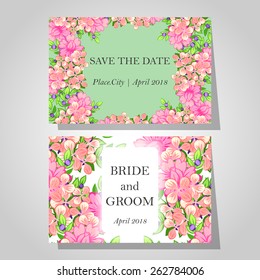 Wedding invitation cards with floral elements