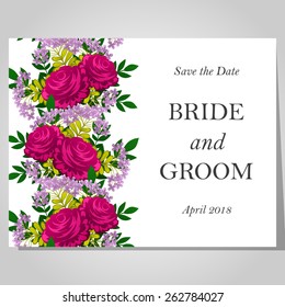 Wedding invitation cards with floral elements