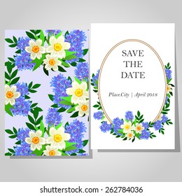 Wedding invitation cards with floral elements