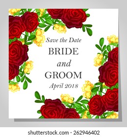 Wedding invitation cards with floral elements