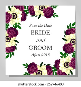 Wedding invitation cards with floral elements