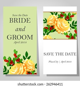 Wedding invitation cards with floral elements