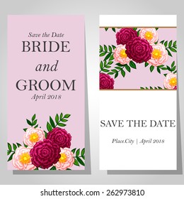 Wedding invitation cards with floral elements