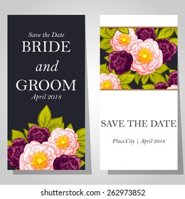 Wedding invitation cards with floral elements