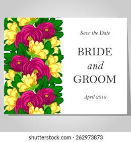 Wedding invitation cards with floral elements