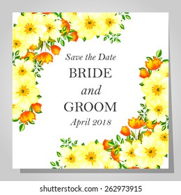 Wedding invitation cards with floral elements