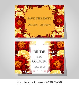 Wedding invitation cards with floral elements