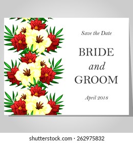 Wedding invitation cards with floral elements