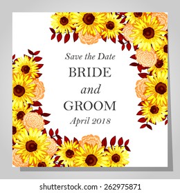 Wedding invitation cards with floral elements