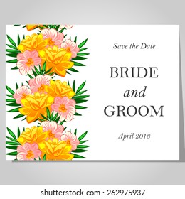 Wedding invitation cards with floral elements