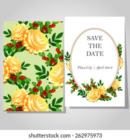 Wedding invitation cards with floral elements