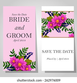 Wedding invitation cards with floral elements