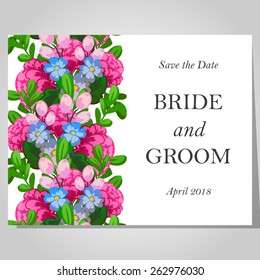 Wedding invitation cards with floral elements