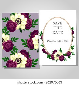 Wedding invitation cards with floral elements