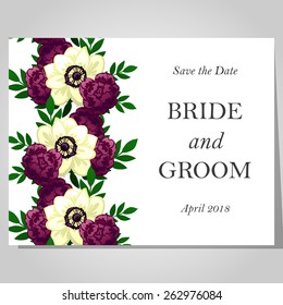 Wedding invitation cards with floral elements