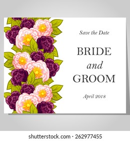 Wedding invitation cards with floral elements