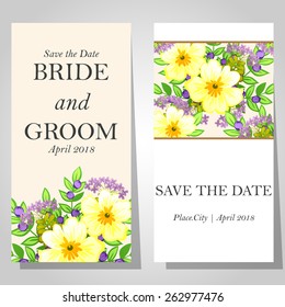 Wedding invitation cards with floral elements