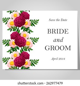 Wedding invitation cards with floral elements