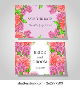 Wedding invitation cards with floral elements