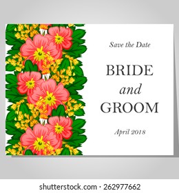 Wedding invitation cards with floral elements