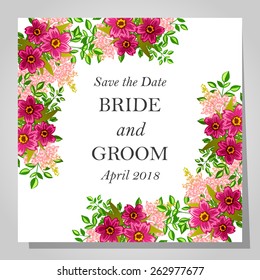 Wedding invitation cards with floral elements