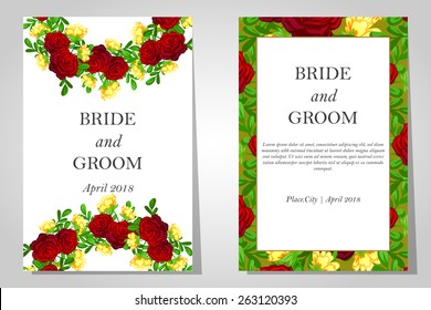 Wedding invitation cards with floral elements
