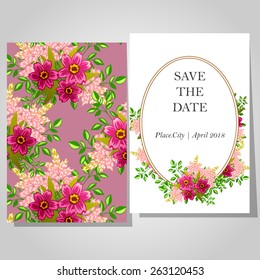 Wedding invitation cards with floral elements