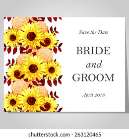 Wedding invitation cards with floral elements