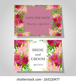 Wedding invitation cards with floral elements