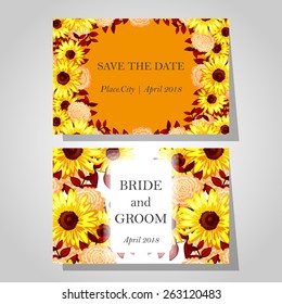 Wedding invitation cards with floral elements