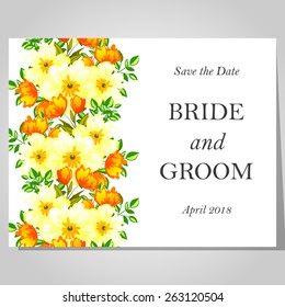 Wedding invitation cards with floral elements
