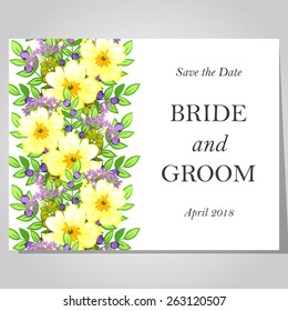 Wedding invitation cards with floral elements
