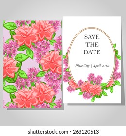 Wedding invitation cards with floral elements