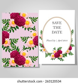 Wedding invitation cards with floral elements