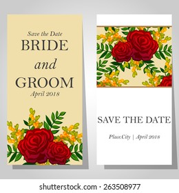 Wedding invitation cards with floral elements